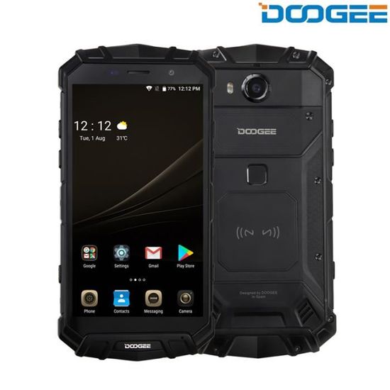 DOOGEE S60 Lite Smartphone 4G Etanche Antichoc Antipoussière Débloqué 5.2 Pouces 4G RAM 32G ROM 5580mAh Noir