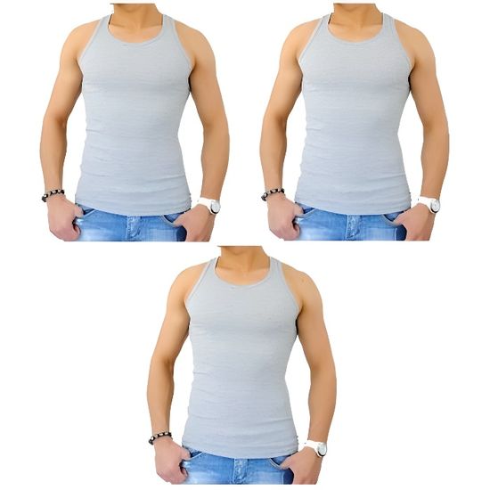 Lot De 3 Débardeurs Airtex Maille 100% Coton Homme - Sans Manches Respirants Col Rond
