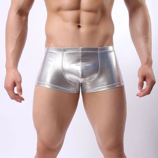 Boxer Homme En Faux Cuir Noir - Sous-vêtement Lingerie De Nuit - Neuf Avec étiquettes