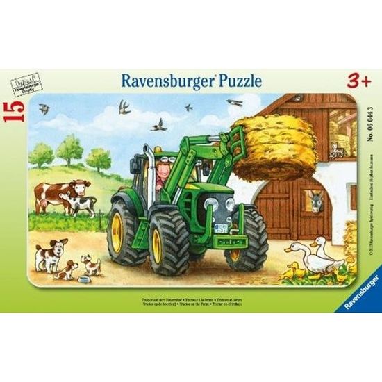 Puzzle cadre Ravensburger - Tracteur à la ferme - 15 pièces