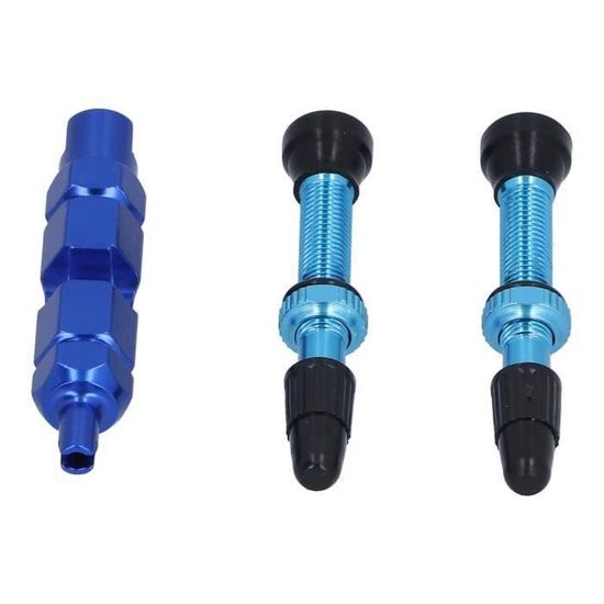 Lot 2 Valves Tubeless Presta 40mm – Alliage Alu + Gel De Silice – Noyau Amovible – Bouchons Anti-poussière – Bleu – VTT/route