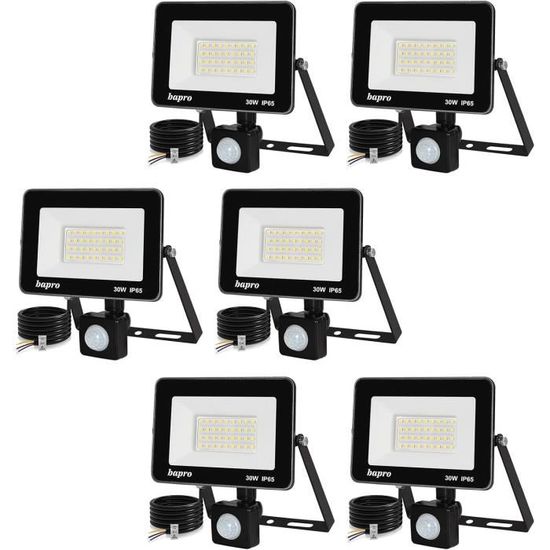 Projecteur LED Extérieur 30W Avec Détecteur De Mouvement Caldarax - 3000LM IP66 Blanc Froid