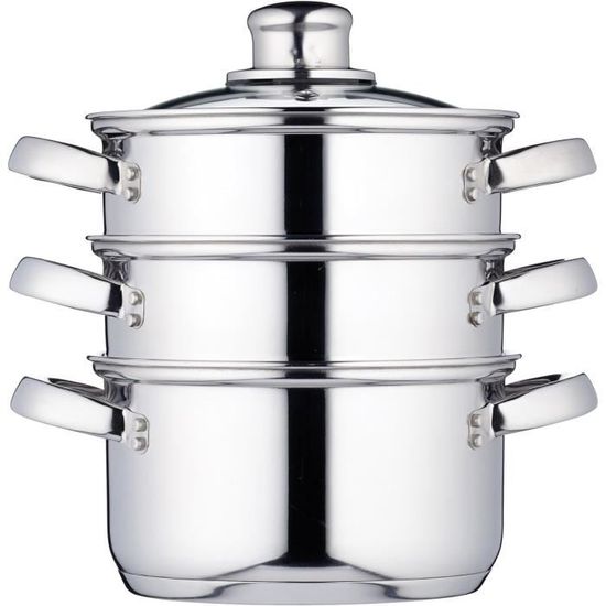 Kitchen Craft Cuiseur Vapeur 3 Niveaux Transparent 16 Cm - Cuisson Saine à La Vapeur