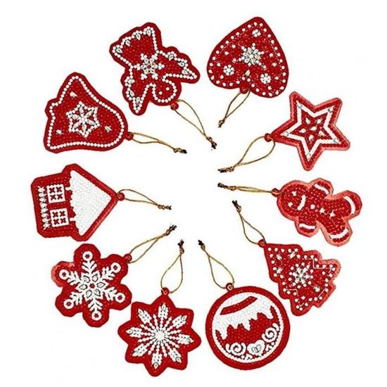 Arbre de Noël Peinture Forets DIY Keychains Kits Full strass Décoratifs Arts d'Arts rouge 10pcs