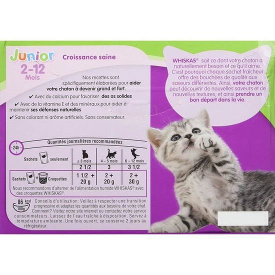 Whiskas Fraicheur En Gelee Pour Chaton 12 X 100 G 4 Sachets Lot De 4 Cdiscount