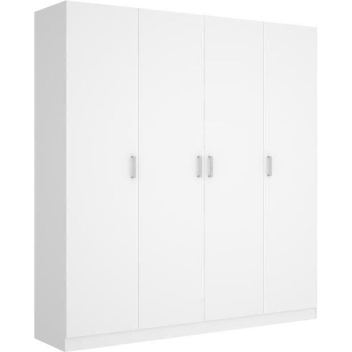 MAXI Armoire Blanc 4 portes L 200 x P 52 x H 215 cm Cdiscount