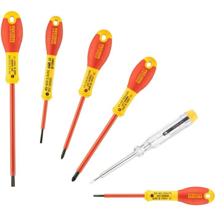 STANLEY Lot de 6 tournevis isolés 1000 V
