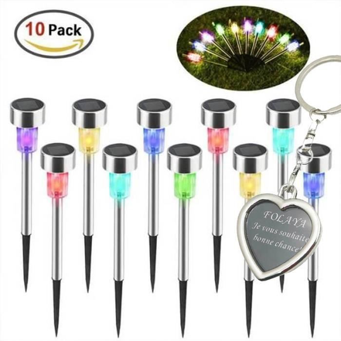 Lumières de Jardin Solaires, IP65 étanche Paysage Coloré/Pathway Lampe en Acier Inoxydable LED Solaire Lumières ( 10 pièces )