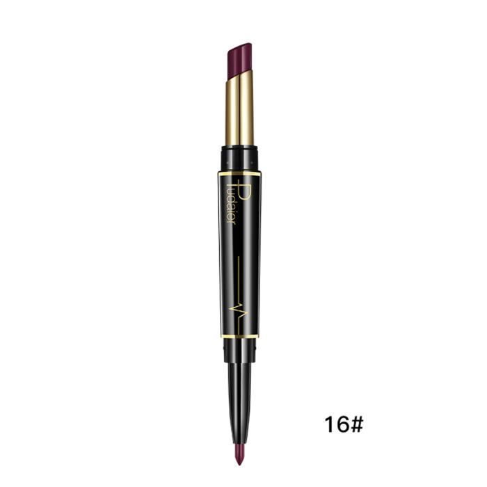 rouge à lèvres Crayon de bâton de crayon à lèvres imperméable à double extrémité durable Lipliner 16 couleurs JCH80525681P_Ion
