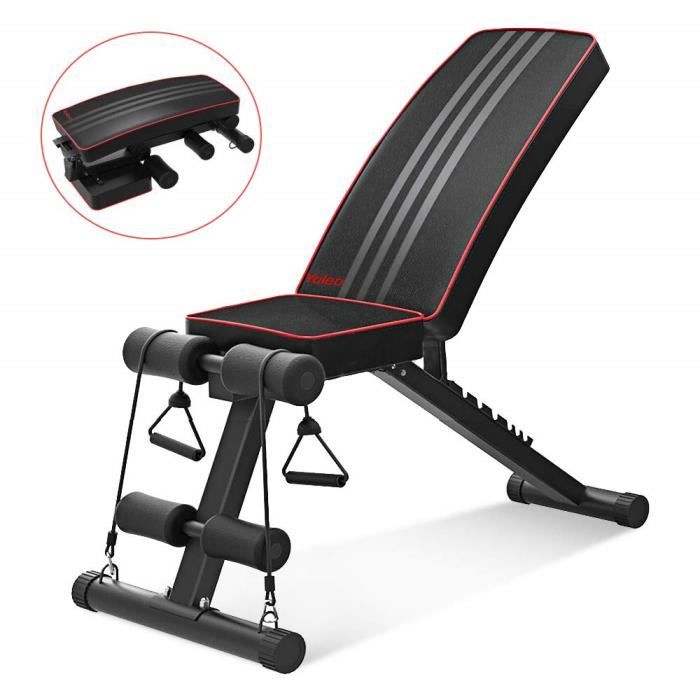 NOIR Banc de Musculation Pliable Banc de Poids inclinable Plat/déclin Abdominaux Entraînement Gym Domicile
