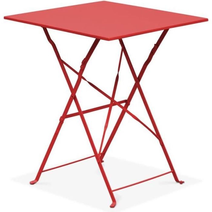 Table de jardin pliante - 60 x 60 x 71 cm - Acier - Oviala - Rouge