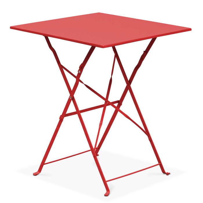Table de jardin pliante - 60 x 60 x 71 cm - Acier - Oviala - Rouge