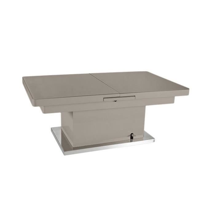 Table basse relevable en verre - taupe - L125-L150 x H51-75 x P75 cm