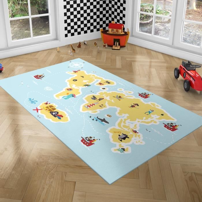 PLAYGROUND Tapis de Jeux pour Enfants - Tapis de Chambre - Pirate - 100x150 cm