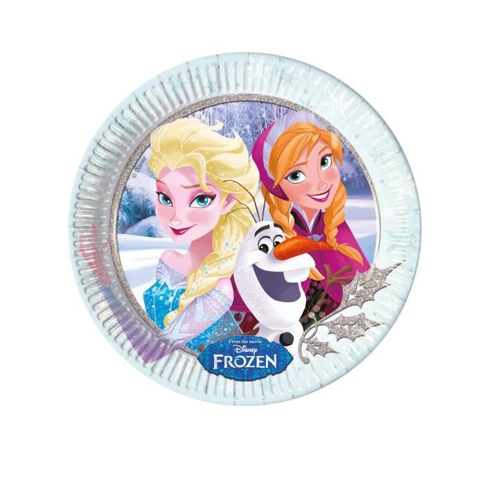 8 Assiettes en carton La Reine des Neiges câlins d'hiver 23 cm