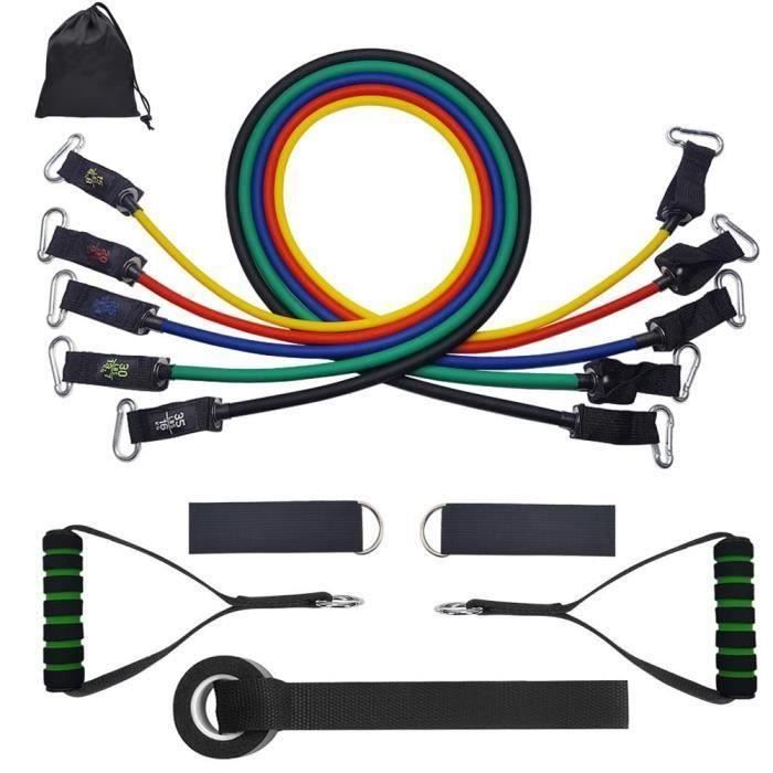 Bande de Résistance Set, 15-35 LBS Bandes de Fitness Elastiques Kit avec Crochet de Porte et Sangle de Cheville pour