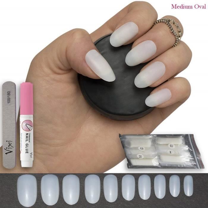 600 pièces Ongles ovales 10 tailles – Faux Ongles Courts Medium Coque intégrale Naturel Acrylique opaque Faux ongles pour les sal