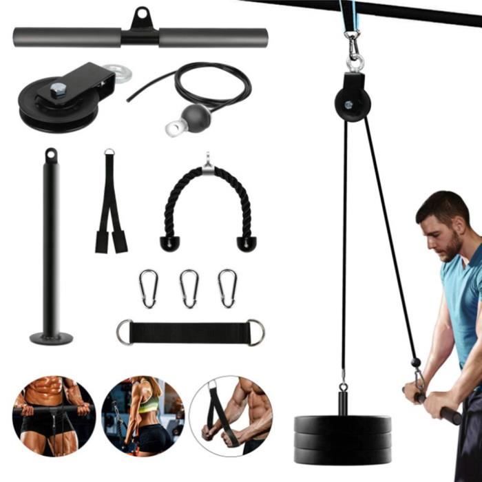 Poulie Musculation, Poignet Musculation des Bras pour Boucles de Biceps, Extensions de Triceps, BARRE POUR TRACTION + YALURUI