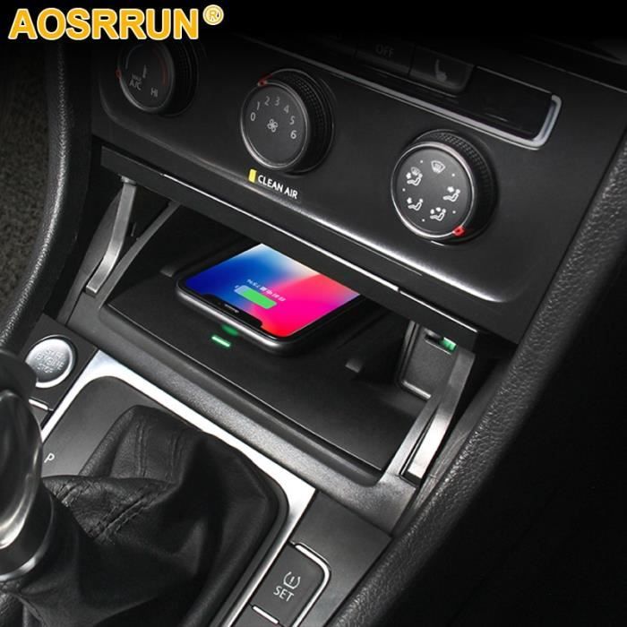 Amenagement Interieur,Pour Volkswagen VW Golf 7 MK7 accessoires de voiture téléphone portable 15W QI chargeur sans fil adaptateur