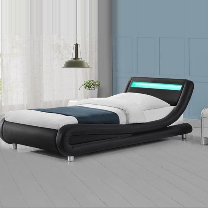 Lit led design Julio - 90x190 - Noir