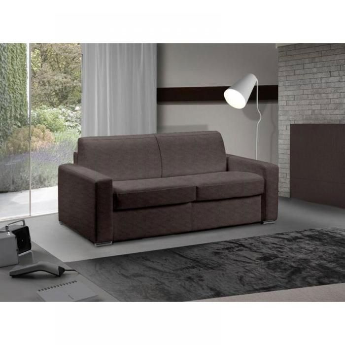 Canapé convertible EXPRESS 3/4 places en microfibre taupe - Couchage 160cm - Epaisseur matelas 18cm - MASTER