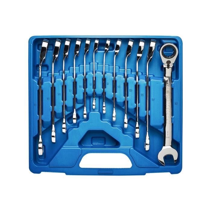 KRAFTPLUS® K.130-9212 Jeu de clés mixtes à cliquet réversible 12 pcs - 8-19 mm - avec coffret