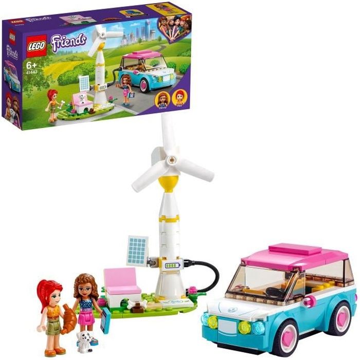 LEGO® Friends 41443 La Voiture Electrique d’Olivia, Jeu de construction avec Mini Poupées, Eco-éducation pour Enfant de 6 ans et +