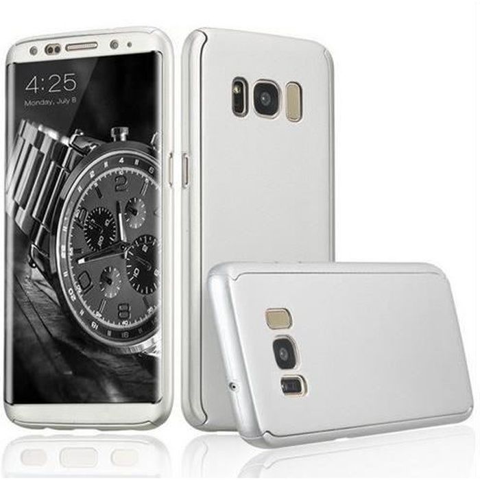 Coque Samsung Galaxy S8 - Coque Argent Housse Etui 360 Full Hybride Protection Rigide Plastique Dur Intégrale Phonillico®