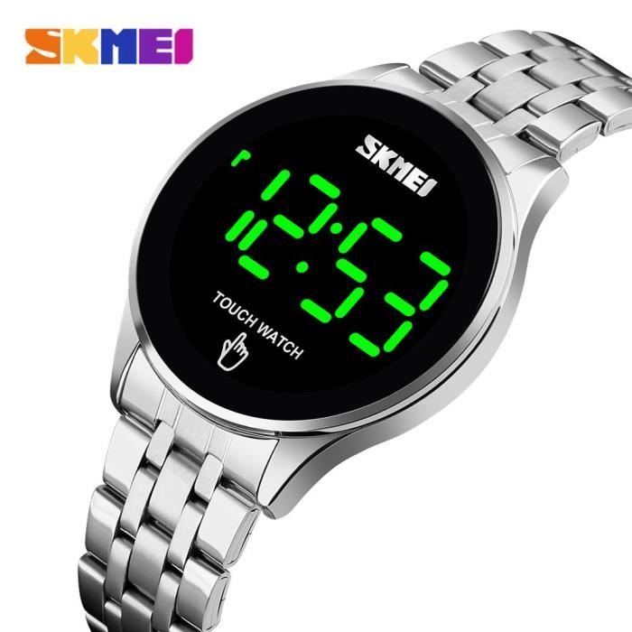 SKMEI montre pour hommes Top natation étanche LED écran tactile bracelet en acier inoxydable LED numérique montres masculines