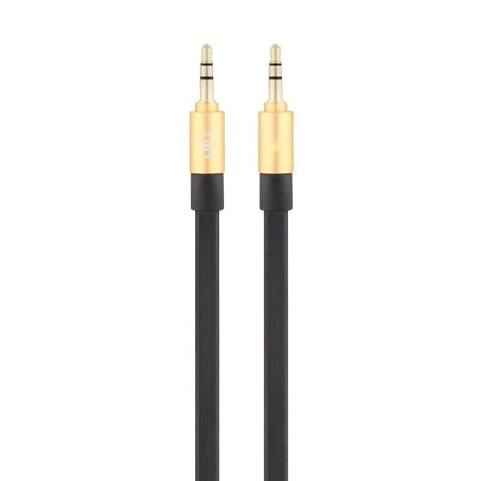 T'nB Câble Jack Plat 3.5/3.5 Tablette Smartphone Lecteur MP3/MP4 - Noir et Or - 110 cm
