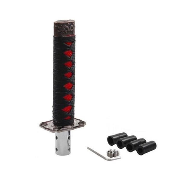 GM08603-Samouraï Universel Équipement D'Épée Pommeau Levier De Vitesses Katana Métal Noir + Rouge 15Cm
