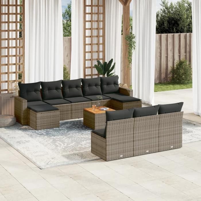 Salon de jardin vidaXL 11 pcs résine tressée - vue 4