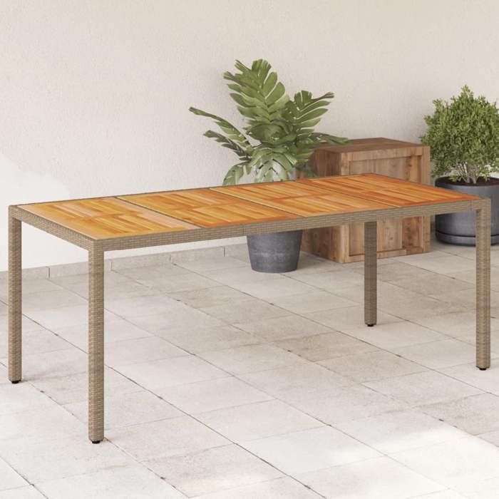 vidaXL Table de jardin Acacia et résine tressée - vue 4