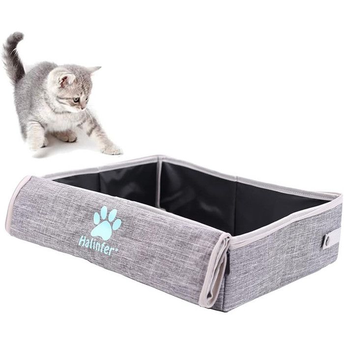 Meilleurs prix pour Bac à Litière de Voyage pour Chat,Bac à Litière Portable,Bac à Litière Pliable,Bac à Litière Extérieur,Gris