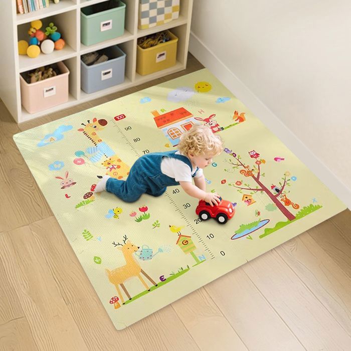 Tapis De Jeux Bébé XXL 180x160 Cm - Tapis Mousse Épais Pliable Réversible - Imprimé Animaux - Imperméable Et Antidérapant