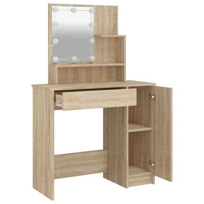 Bon marché * Coiffeuse - SWEETY - avec LED chêne sonoma 865x35x136 cm FR2627