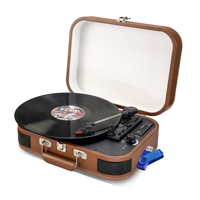 vinyle portable 33 45 78 trs multifonction Bluetooth rétro Inovalley TD14 Port USB 2.0 Cuir +Clé 32G - vue 2