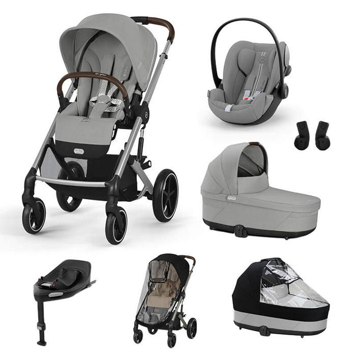 CYBEX - Poussette Trio Balios S Lux + Siège auto Cloud G3 Plus + Nacelle Cot S Lux + Base G3 Set XL Stone Grey