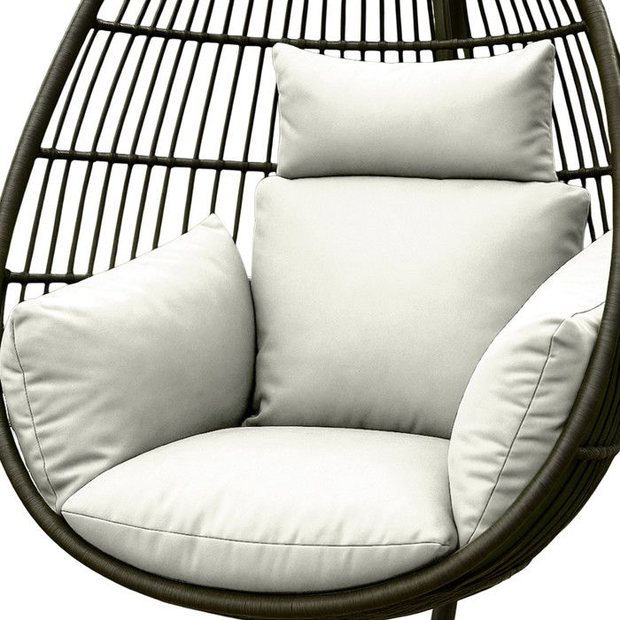 Coussin extérieur imperméable pour fauteuil suspendu - HOMESCAPES - Coussin de rechange pour fauteuil oeuf - Beige