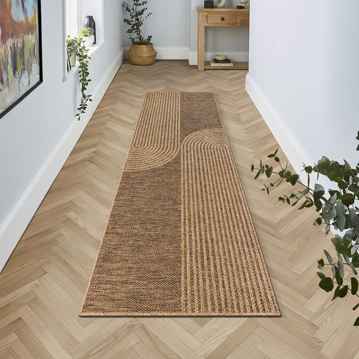 the carpet Kansas Tapis dintérieur et dextérieur de aspect jute résistant aux intempéries Nature 80 x 250 cm (5029)