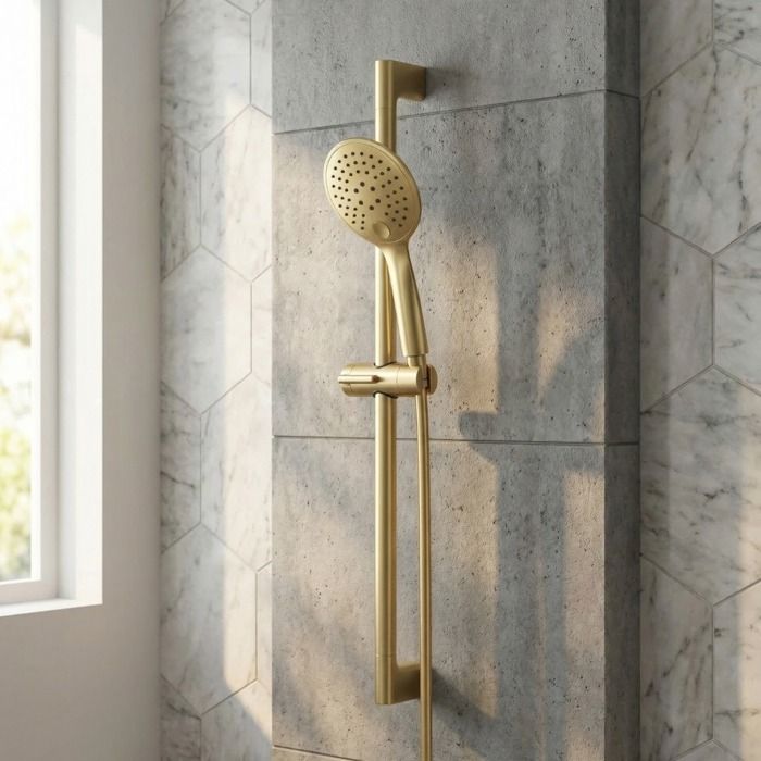 Luisa Ensemble barre de douche 3 Pièces - Or brossé - Essebagno