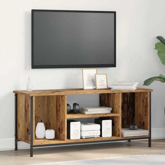 (ON SALE)Meuble hifi Meuble TV - Bois ancien - 102x35x45 cm Bois dingénierie - centre de divertissement EU915026