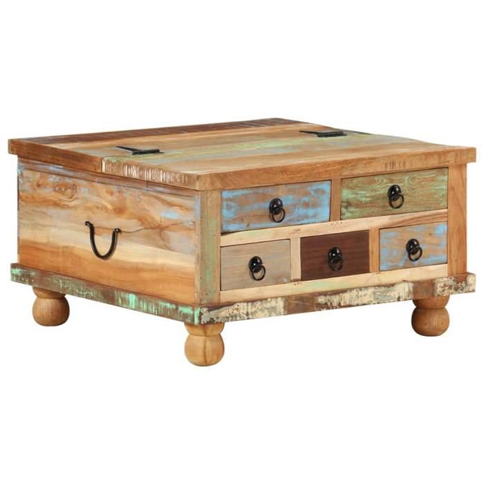 Table de salon Bois - Armoire basse Table basse Bois de récupération 70x70x38 cm@EU16659103