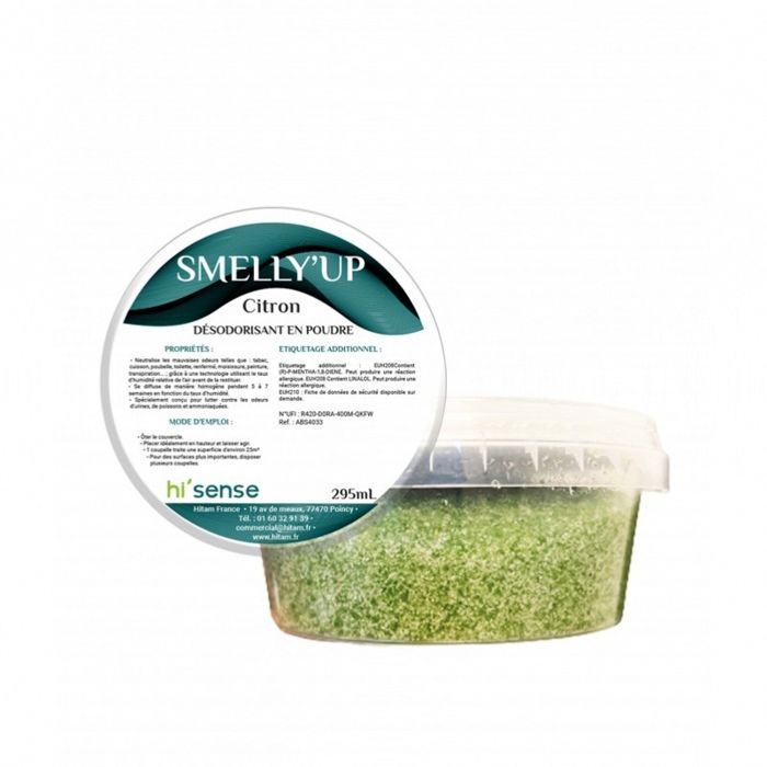 Destructeur dodeurs et puissant désodorisant en poudre solide - Pot 295ml - Citron