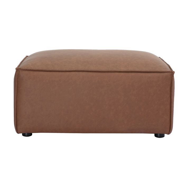 Miliboo - Pouf repose pieds en cuir marron SPLIT