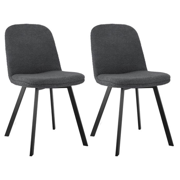 Chaises de salle à manger - SOGEU - Teddy - Teddy‑fleece ultra doux - Structure métal robuste - Capacité 120 kg