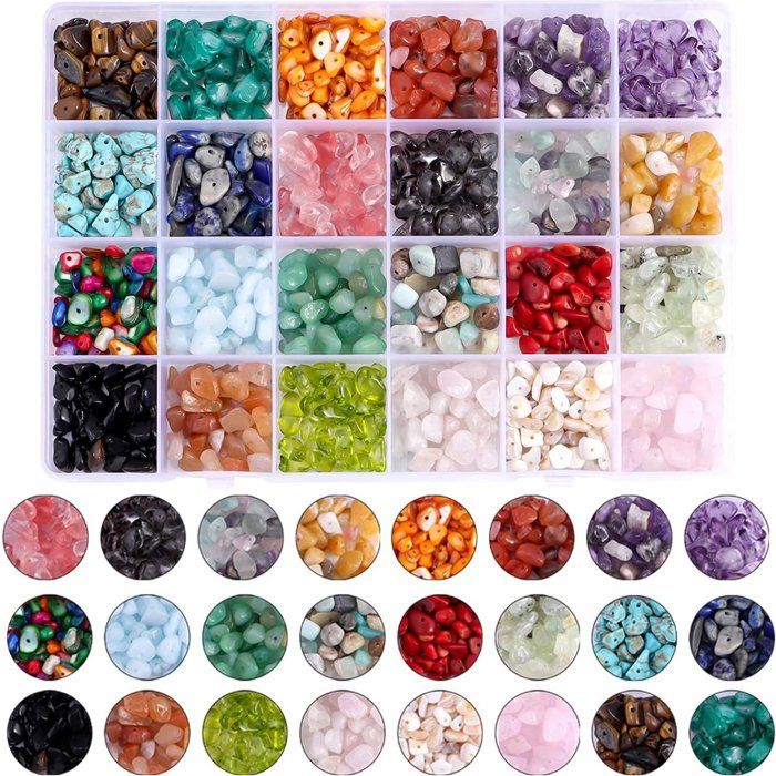 Perles de pierre naturelle 24 couleurs perles de pierre irrégulières aux vertus curatives percées en vrac pour la création de