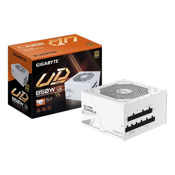 GIGABYTE UD850GM PG5 V2 ICE Bloc d’Alimentation – PCIe Gen 5.1 80 PLUS Gold Conception entièrement modulaire Ventilateur 120 - vue 3