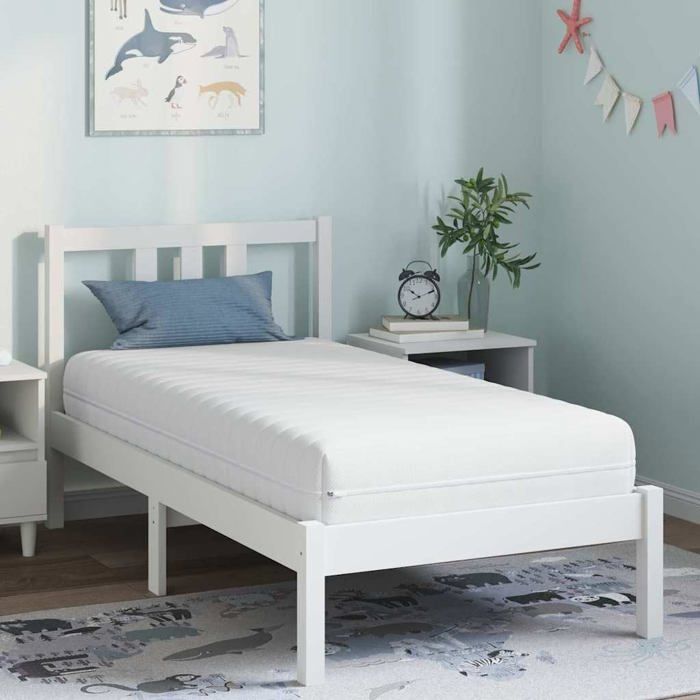 Matelas à ressorts ensachés - vidaXL - 80x160 cm - Blanc - Ressorts ensachés - Couche de coco - Mousse de confort