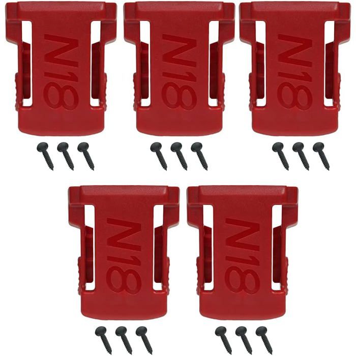 Lot de 5 supports de batterie pour outils Milwaukee compatible avec les modèles M18 48-11-1820 48-11-1850 et 48-11-1860